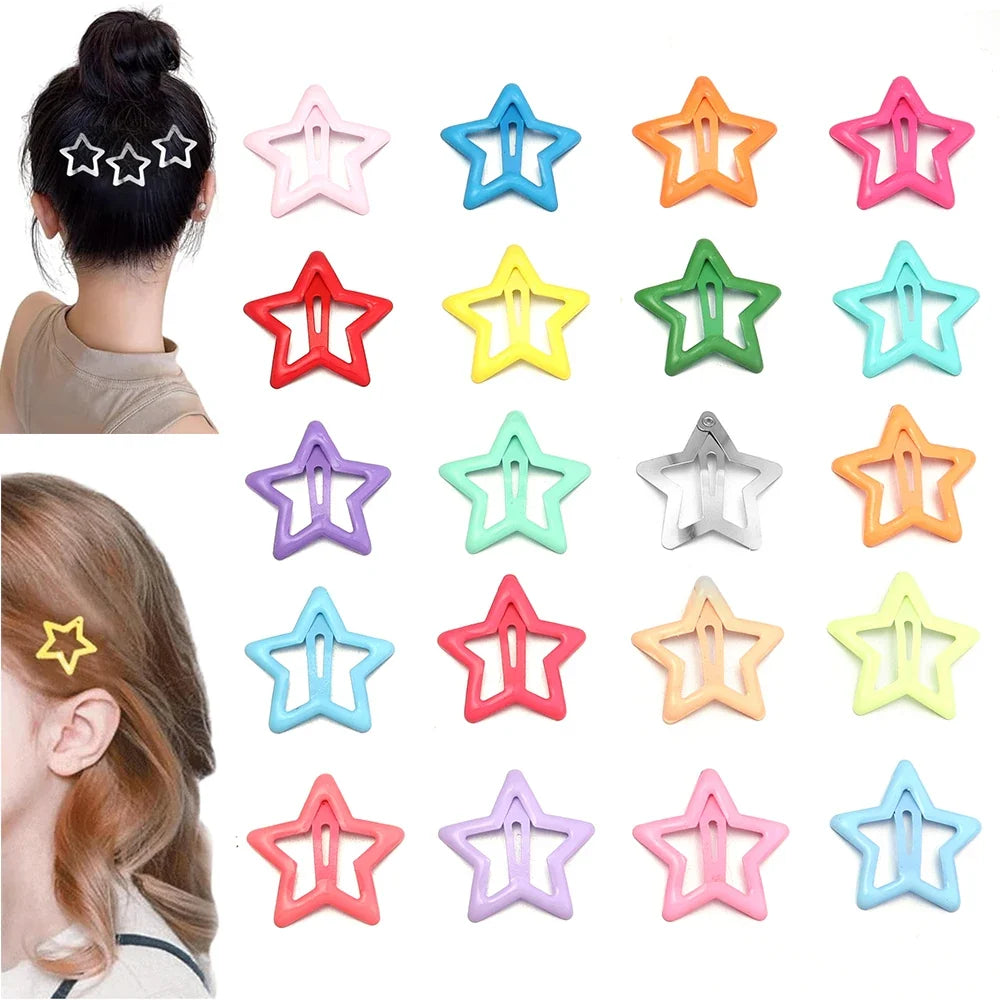 50pcs/lot Metal Colorful Star Hair Clips Dopamine BB Hair Clips For Broken Hair Clip Bangs Hair Clip Girls Y2K Style Hair Clips
