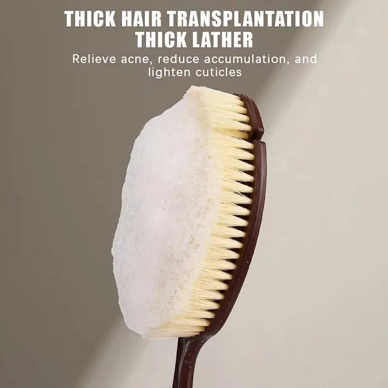 1Pcs 2‑In‑1 Long‑Handle Bath Brush Natural Coconut Bristle Back Scrubber For Wet Dry Body Massage Shower Accessories ****