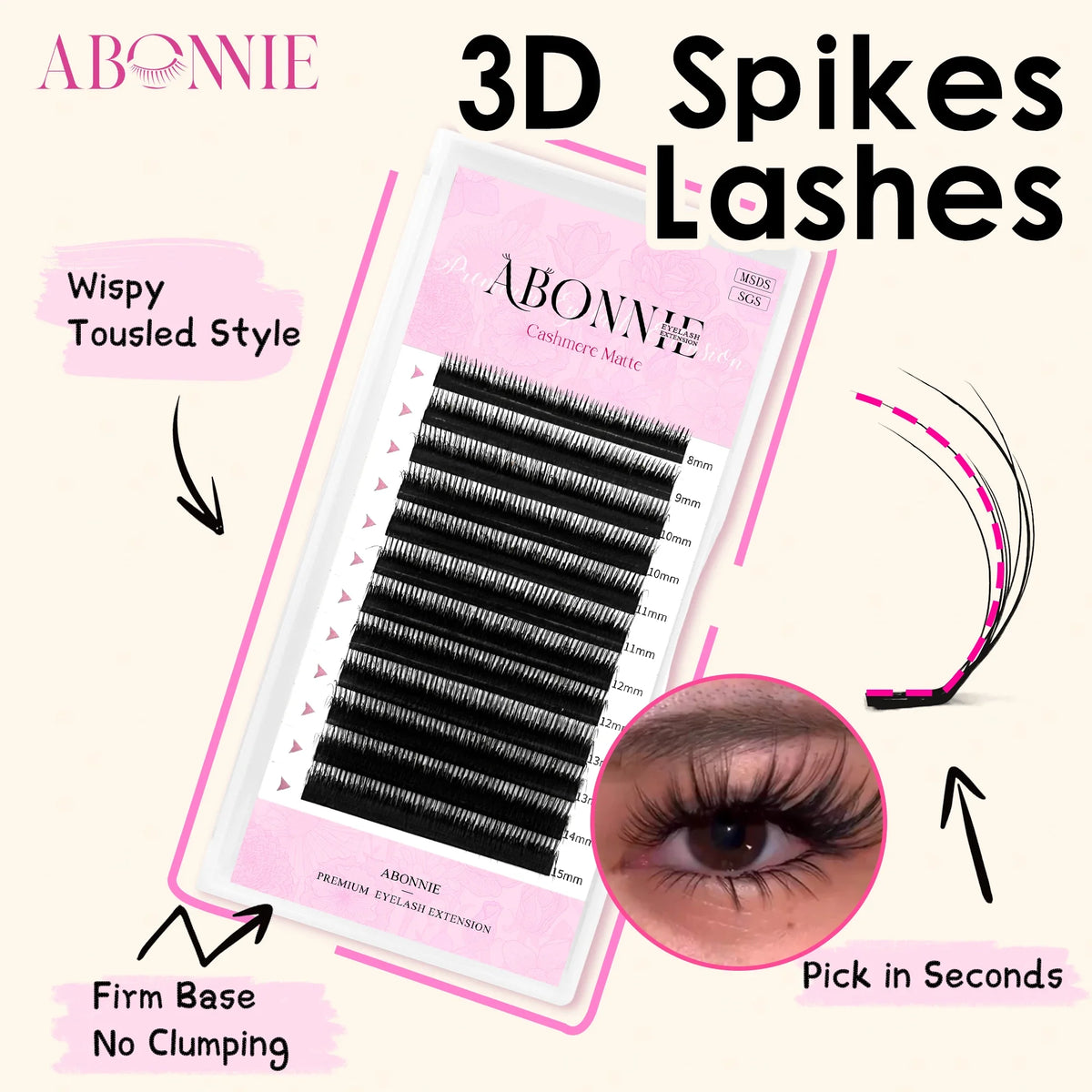 Abonnie Multi Layer Wispy Lashes Pre-Bundled Eyeash Extensions 3D Fluffy Camellia Eyelashes Automatic Flowering Lash LB Eyelash