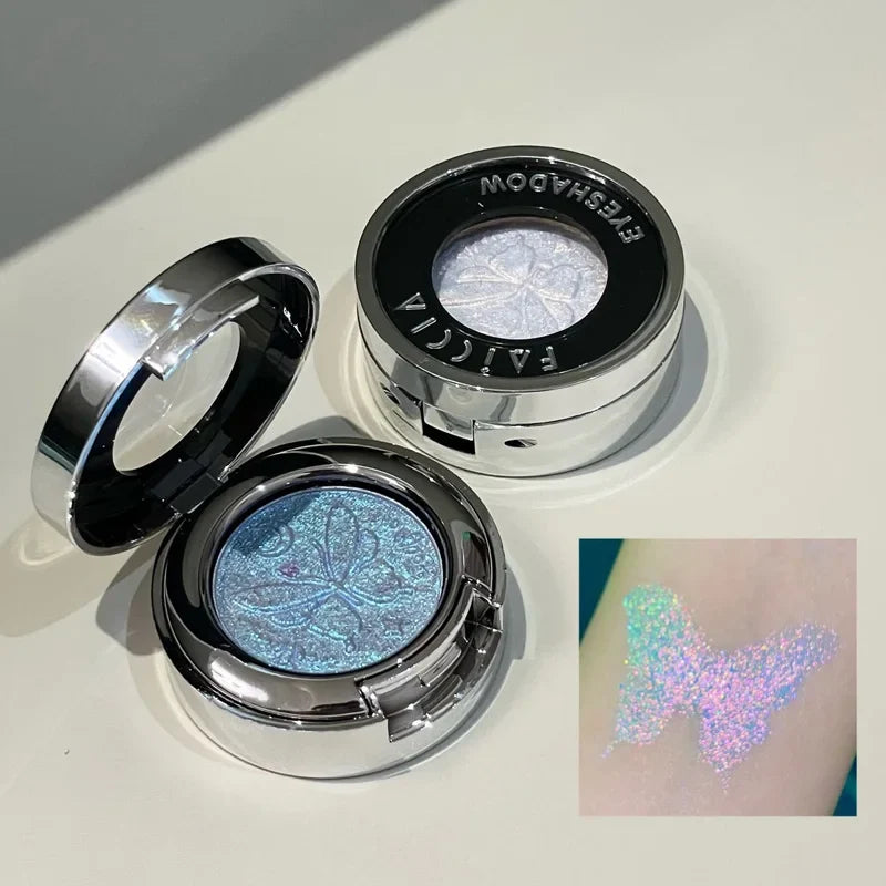 3D Butterfly Embossing Chameleon Eyeshadow Monochrome Metallic Changing Shiny Glitter Blue Purple Highlight Eye Makeup Festivals