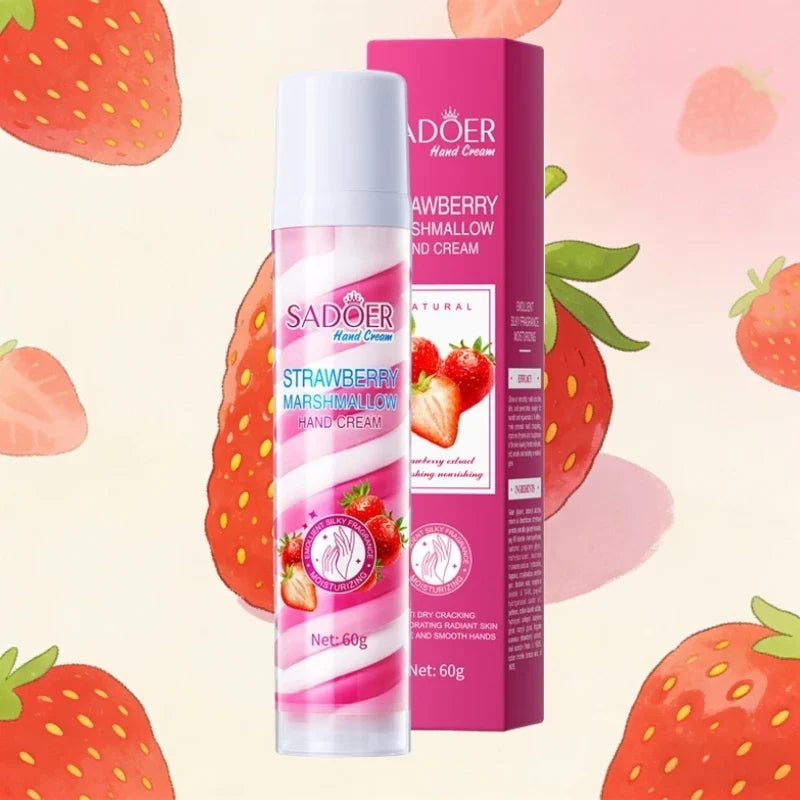 60g Strawberry Marshmallow Hand Cream, Strawberry Extract, Moisturizes Dry Skin