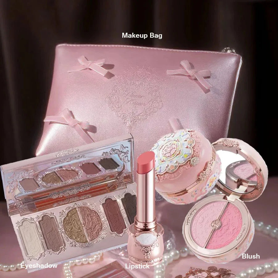 Flower Knows All In One Makeup Set Gift Box Garden Cushion Cream Foundation Matte Blush Long Lasting Velvet Lip Cream With Bag