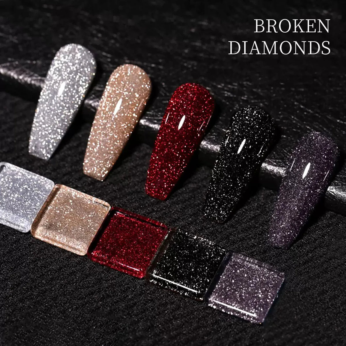 1-12pcs Wine Red Flash Crushed Strobe High Density Diamond Glitter Gel Nail Polish Black Nails Red Nails White Nails