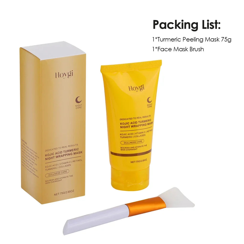Hoygi Turmeric Peel Off Face Mask 75g with Collagen, Deep Cleansing Exfoliating Facial Mask for Glowing Skin, with Brush, Skin Care for Women