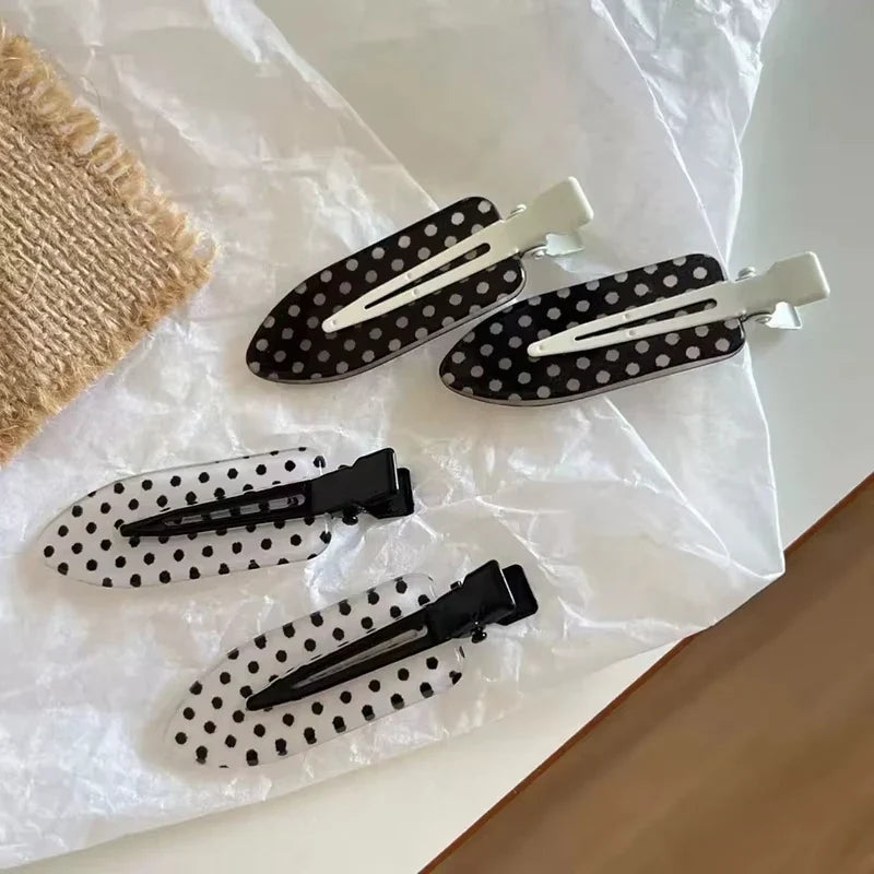 Black White Polka Dot Acrylic Hair Clips Minimalist Secure Hold Suitable for Daily Wear Party Outfits Hair Styling Accessories