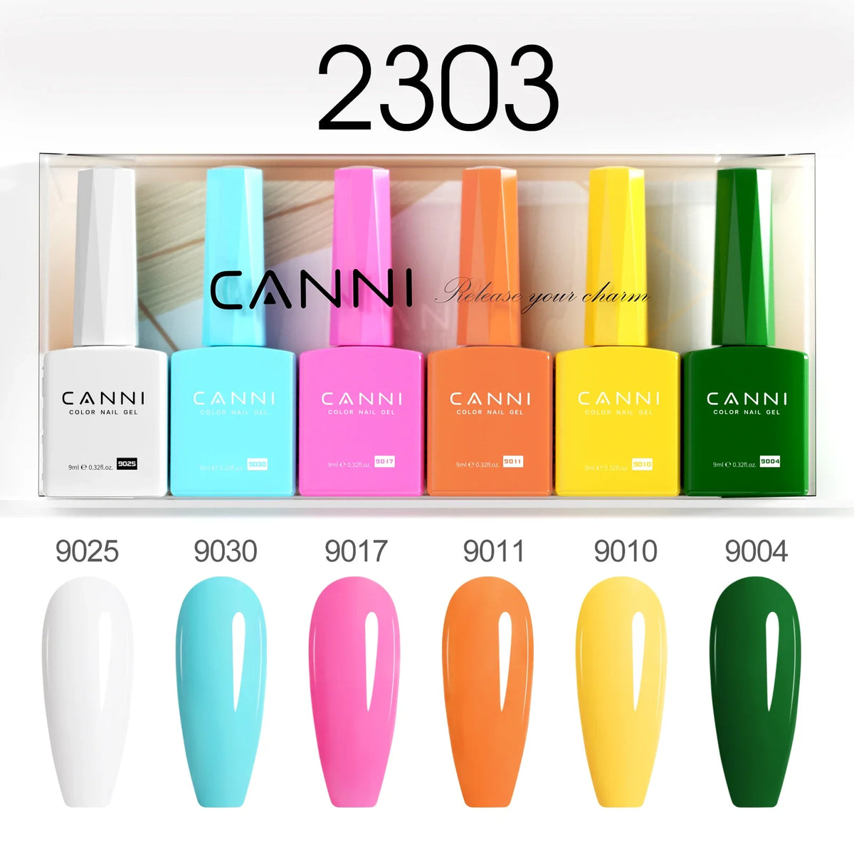 9ml CANNI CC8 HEMA FREE Nail Gel Polish Kit Nail Manicure Full Coverage Solid Color Summer Nails Soak off UV LED Nail Gel Set