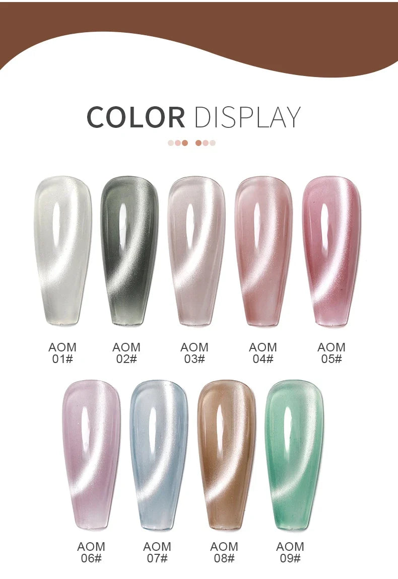 AS 15ml Mint Green Color Cat Magnetic Gel Nail Polish Sparkle Glitter Gel Varnish Semi Permanent for Summer Manicure DIY Gift