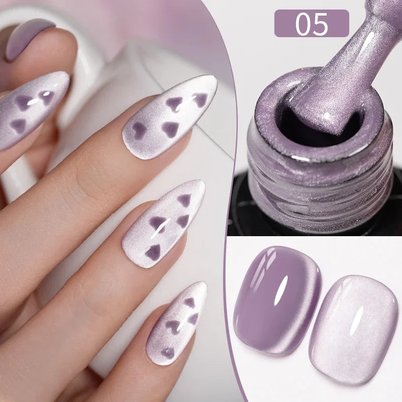 7.5ML Aurora Starlit Cat Eye Gel Nail Polish Rainbow Glitter Galaxy Cat Magnetic Nail Art Gel Soak Off UV Semi-Permanent Varnish