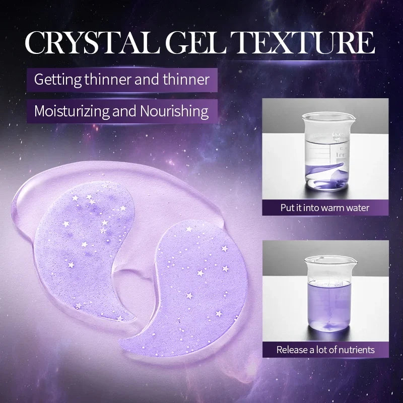 60 Pieces/Box Grape Seed Collagen Starry Sky Eye Mask, Contains Grape Seed and Collagen Gel Eye Mask, Suitable for All Light Beige Skin Types, Hypoallergenic, Alcohol-Free, Non-Irritating, Improves Dry Skin Around the Eyes, P