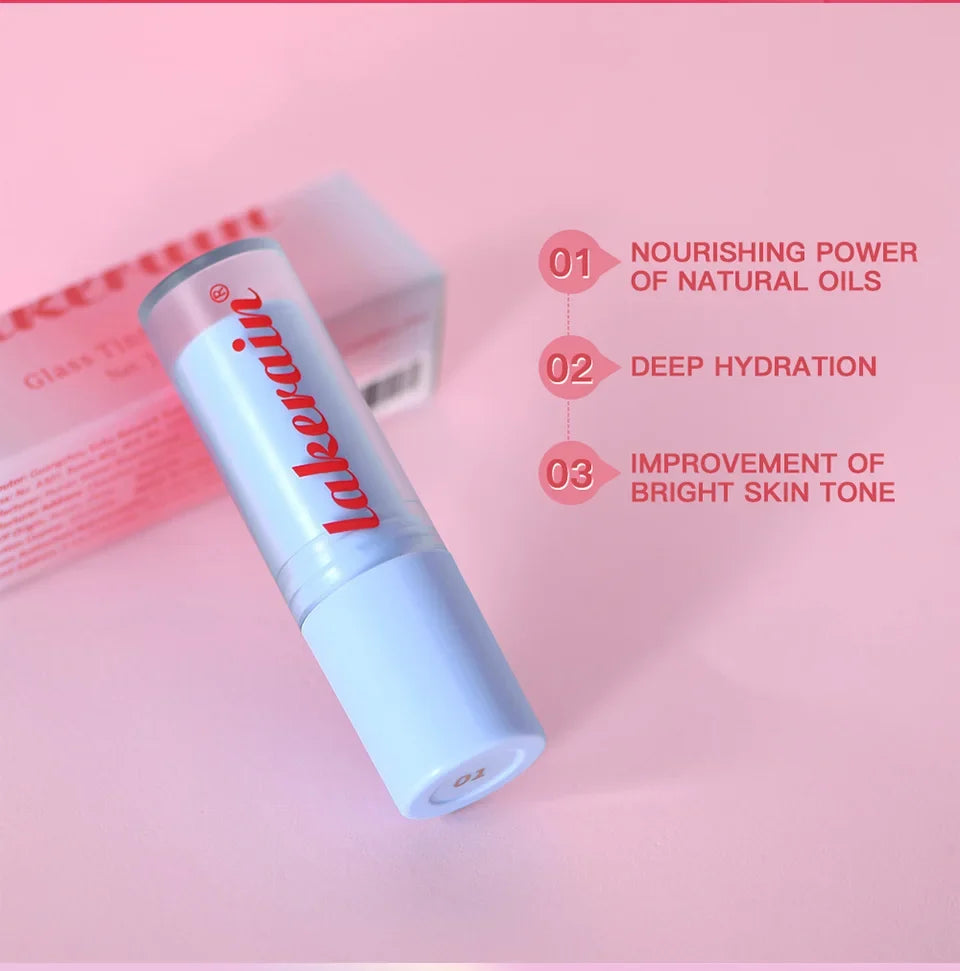Glass Tinted Lip Balm Light Cherry Red Orange Glow Moisturizing Vegetarian Lip Balm With Bright Clear Color Korea Lip Cosmetics