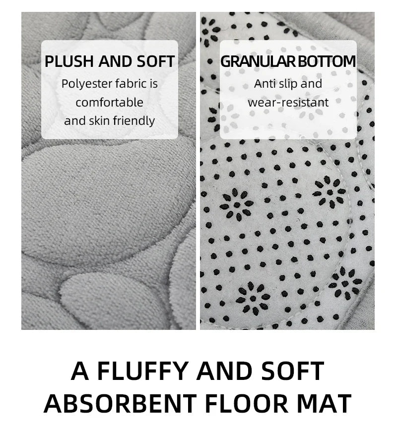 Embroidered Pebble Coral Velvet Floor Mat, Bathroom Carpet, U-shaped Sponge Absorbent Foot Mat, Door Mat, Two-piece Set