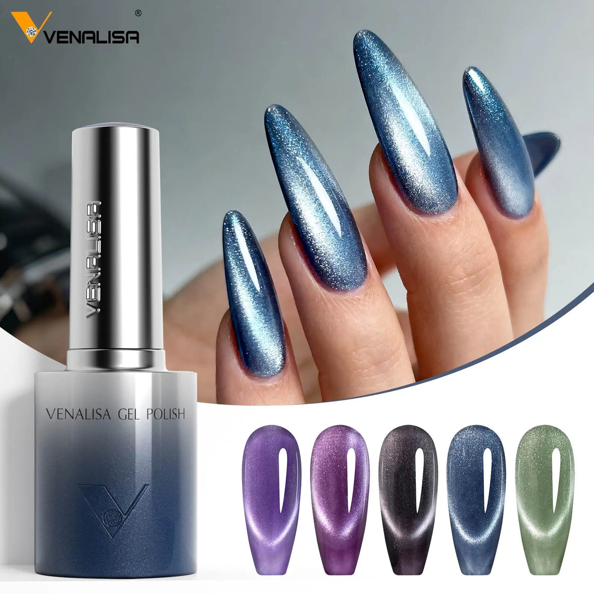 1/5pcsVenalisa Hema/TPO Free Cat Eye Gel Magnet Ultra Flash Nail Gel Polish Diamond Sparkle Soak Off UV LED Varnish Nail Gel