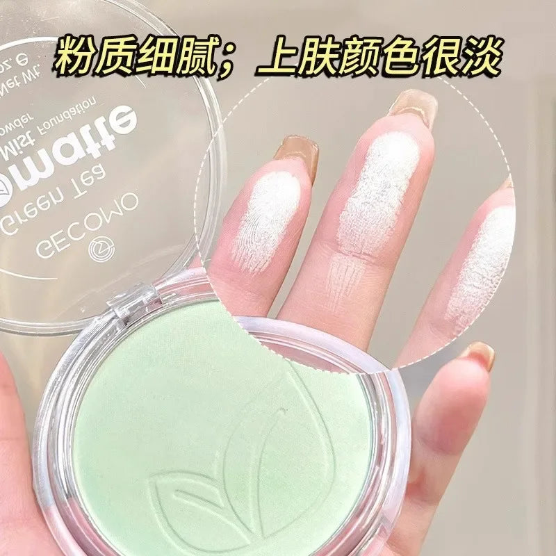 Green Tea Matte Face Mist Pressed Powder: 24 Hour Oil Control Setting Foundation - Full Coverage Waterproof Makeup