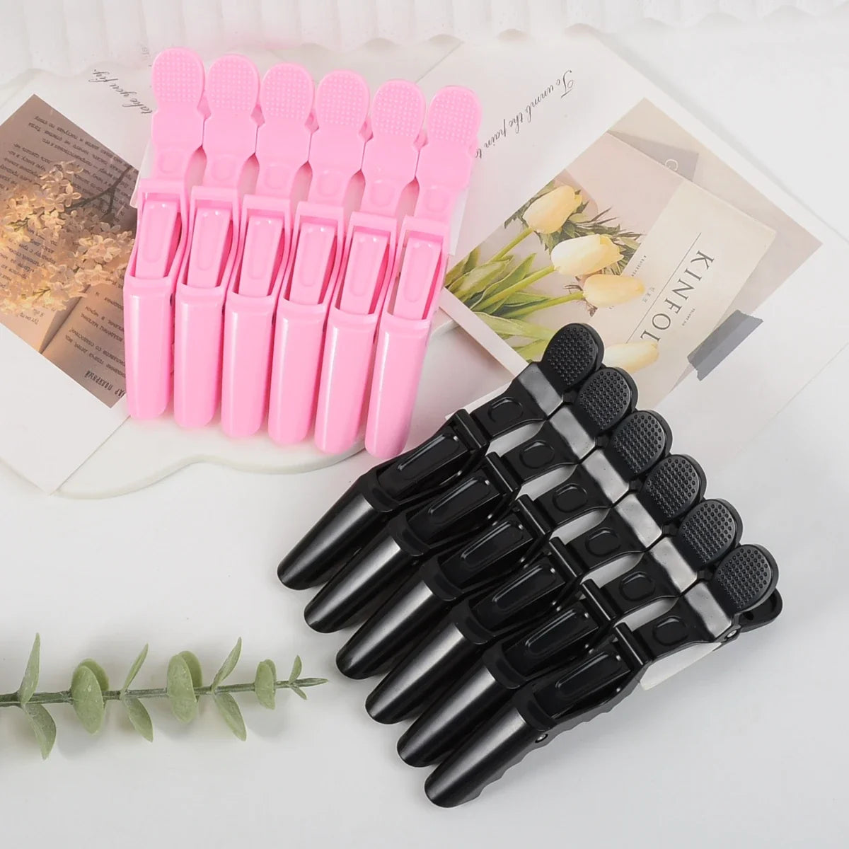 6-12Pcs Hairdressing Alligator Clip Salon Perm Hair Dye Plastic Hairpin Wig Clip Haircut Partition Styling Clip Supplies