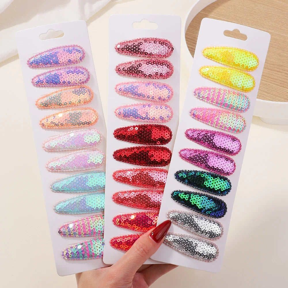 10Pcs/Lot Fresh Print Cotton Alloy Hair Clips for Kids Fabric Plaid BB Hairpins Girl Hairgripe Headwear Baby Hair Accessories