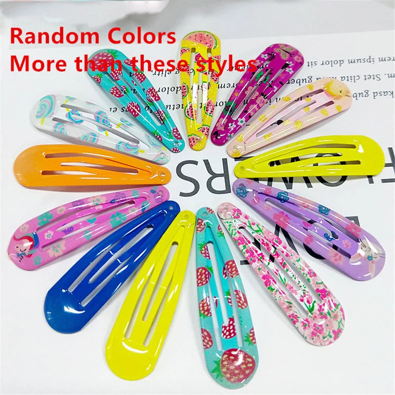 20/40Pcs Children Hair Accessories Cute Cartoon Print Droplet BB Hair Clip Oil Water Dripping Flower Hairpin New Girls Headdress