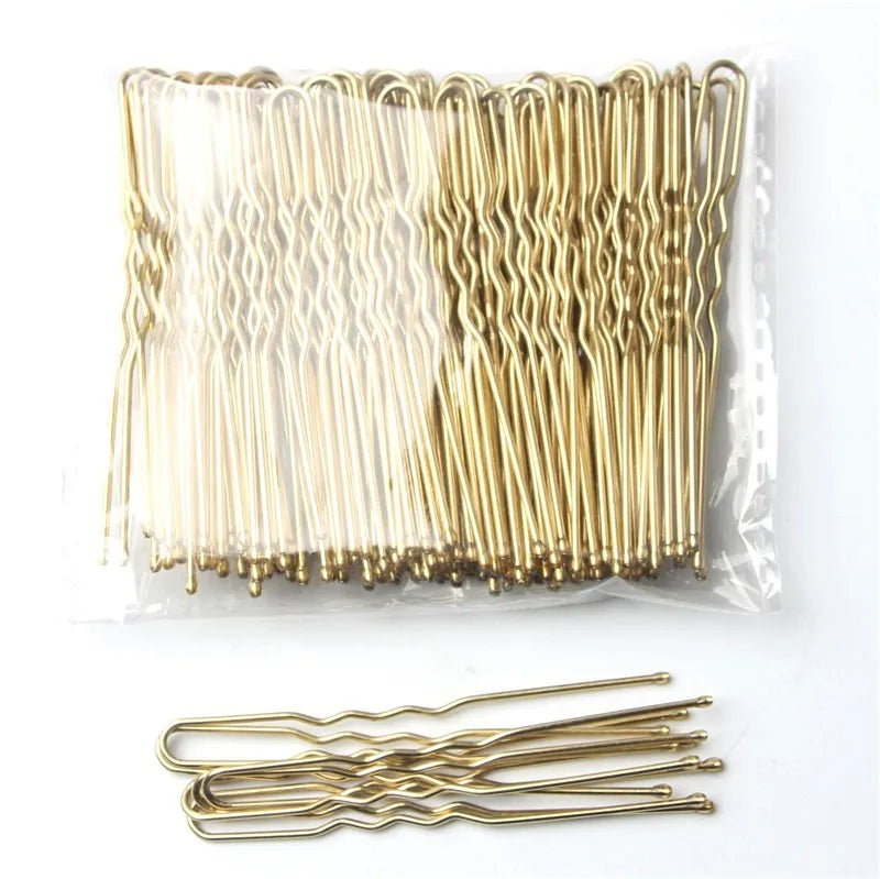 5/6/7cm Alloy Bobby Pins Barrettes U Shaped Metal Hair Pins Waved Hair Clips Bridal Hair Pins Hair Styling Tools Black 50Pcs/Bag