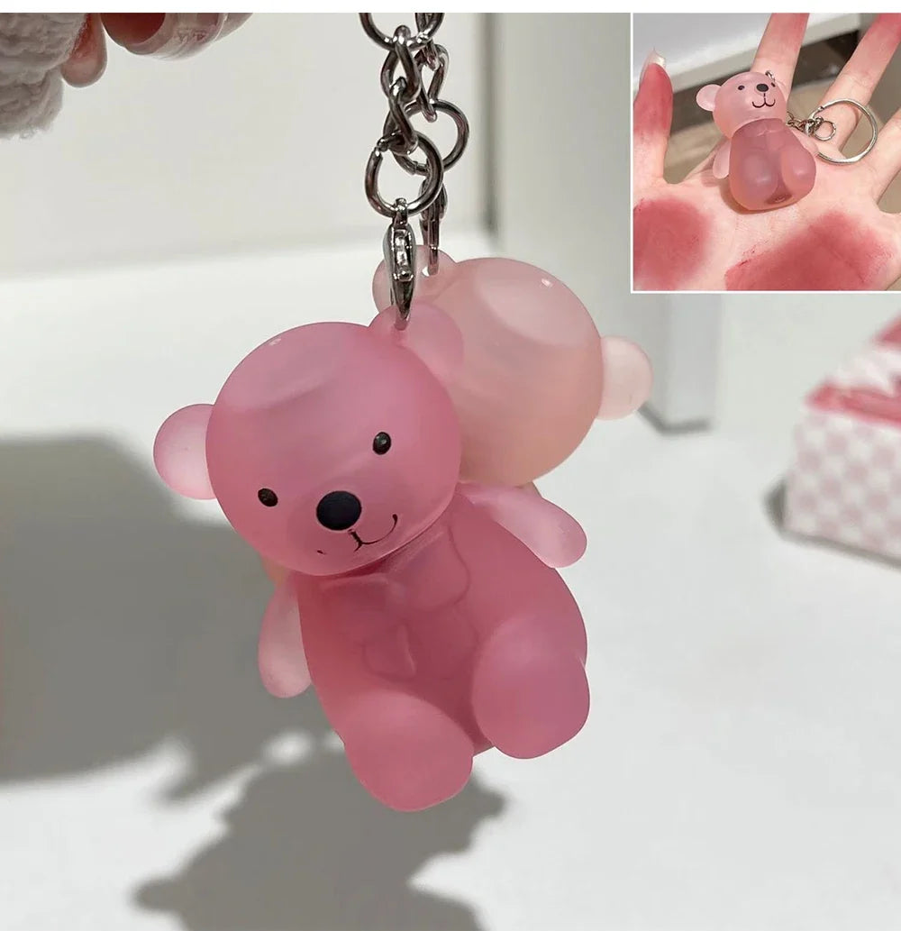 Cute Bear Velvet Lip Mud Keychain Matte Nude Red Lip Gloss Autumn Winter Non-stick Cup Lipstick Waterproof Lasting Lips Makeup