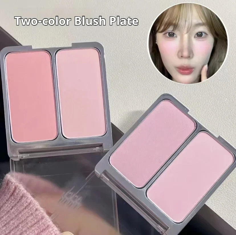 Kakashow Bi-Color Powder Blusher Cheek Blush Low Saturation Light Color Pseudo Plain Color Expansion Color Natural Makeup