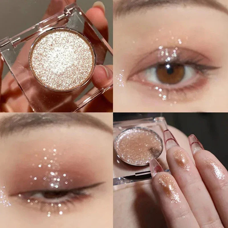 Glitter Eyeshadow Brighten Eyes Make Up Waterproof Shimmer Palettes Monochrome Eye Shadow Pigmented Highlighter Cosmetics