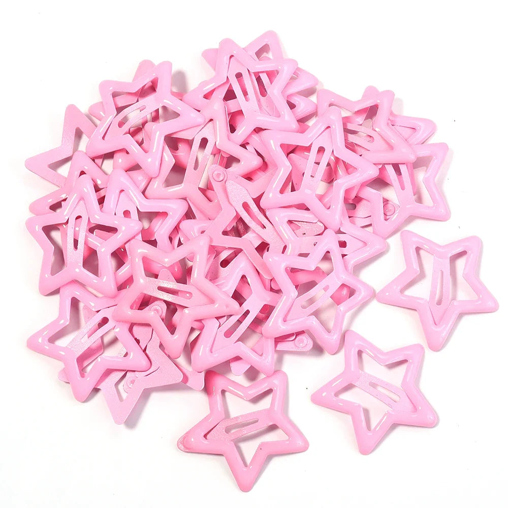 50pcs/lot Metal Colorful Star Hair Clips Dopamine BB Hair Clips For Broken Hair Clip Bangs Hair Clip Girls Y2K Style Hair Clips