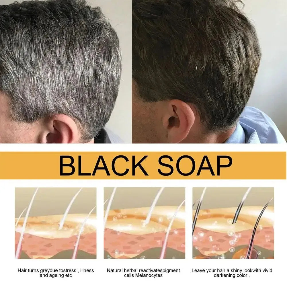 50g Grey Coverage Bar Shampoo Repair Gray White Hair Color Treatment Nourishing Anti Dandruff Natural Hair Darkening Soap