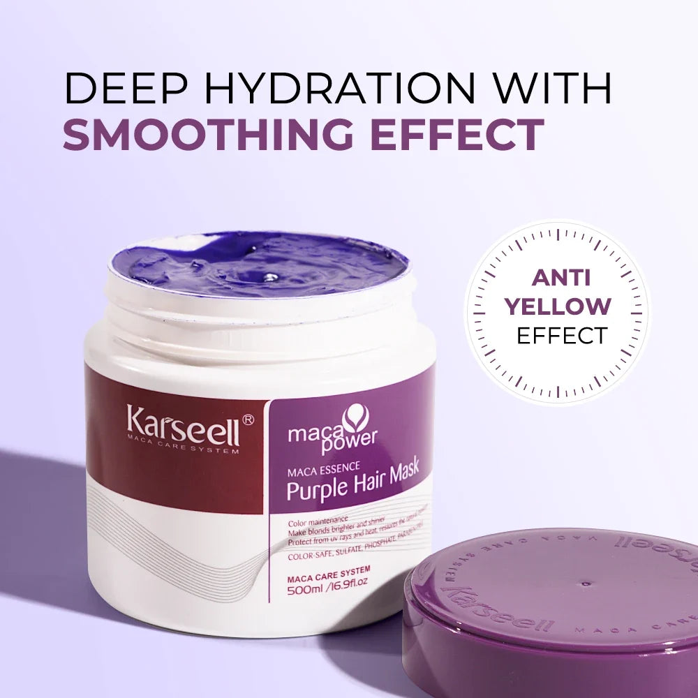 Karseell Purple Hair Mask 100ml/500ml Professional Neutralizes Brass Yellow Tones  For Blonde Silver Gray Highlighted Hair