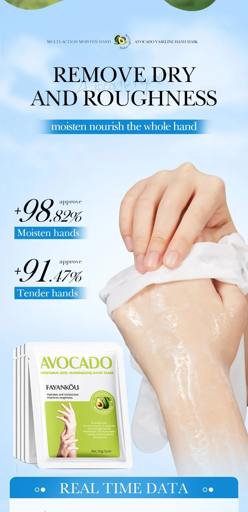 5 Pairs Avocado Moisturizing Hand Mask Hands Remove Dead Skin Rejuvenating Nourishing Hydrating Hand Skin Care Products