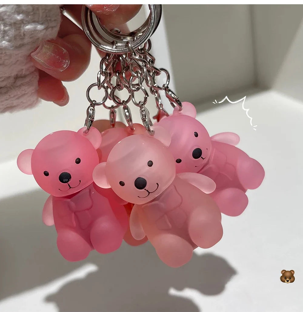 Cute Bear Velvet Lip Mud Keychain Matte Nude Red Lip Gloss Autumn Winter Non-stick Cup Lipstick Waterproof Lasting Lips Makeup