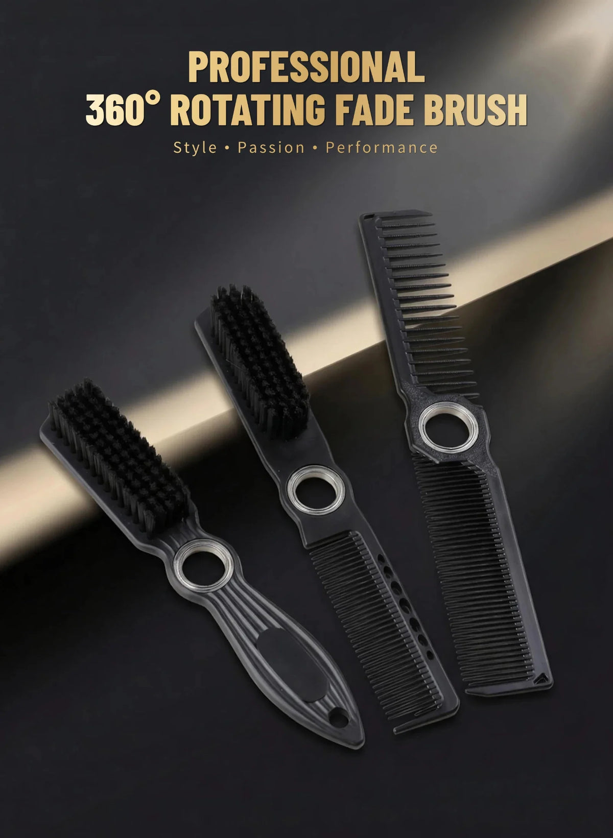 1/3PCS New Pro Spinning Barber Fade Brush Combs Dual-Sided Salon Styling Tools For Hair Removal Neck Duster Cleaning Brushes