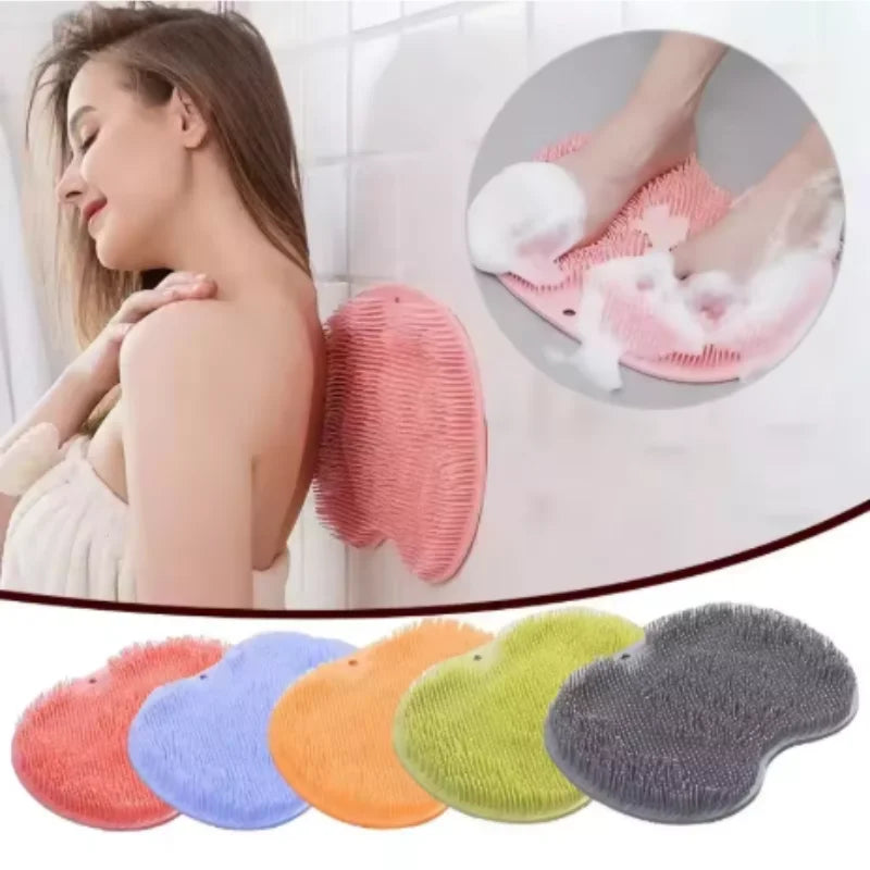 1/5pcs Silicone Wash The Foot Brush Bath Massage Mat Shower Back Brush Wall Mounted Foot Wash Mat with Suction Cup