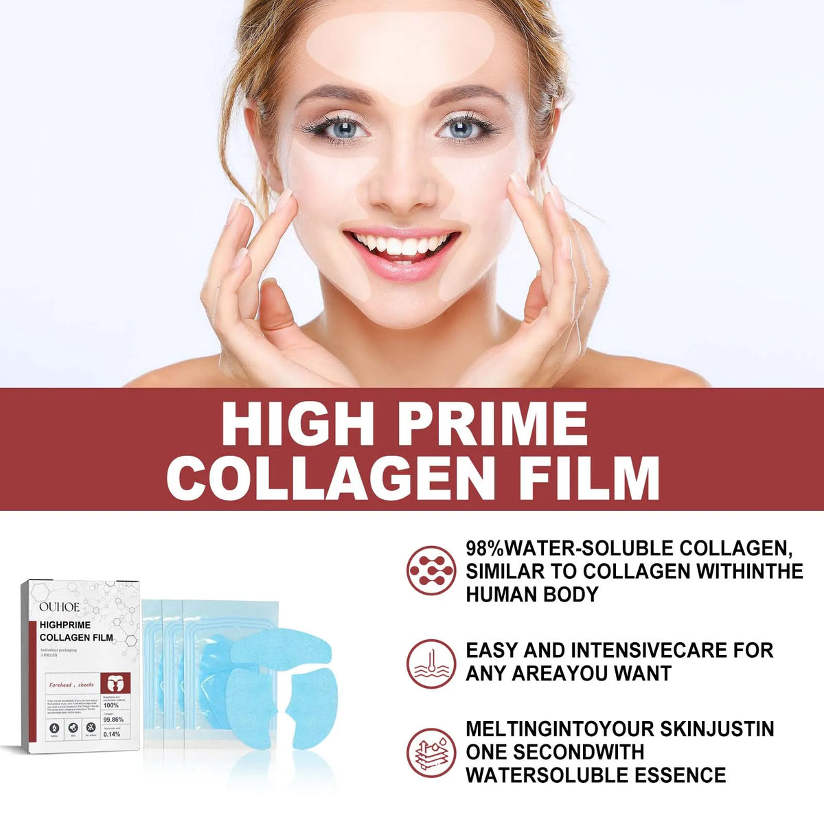 Collagen Membrane Set Paper Soluble Facial Mask Cheek Sticker Forehead Patch Fade Smile Lines Patches Tightening Skin Care