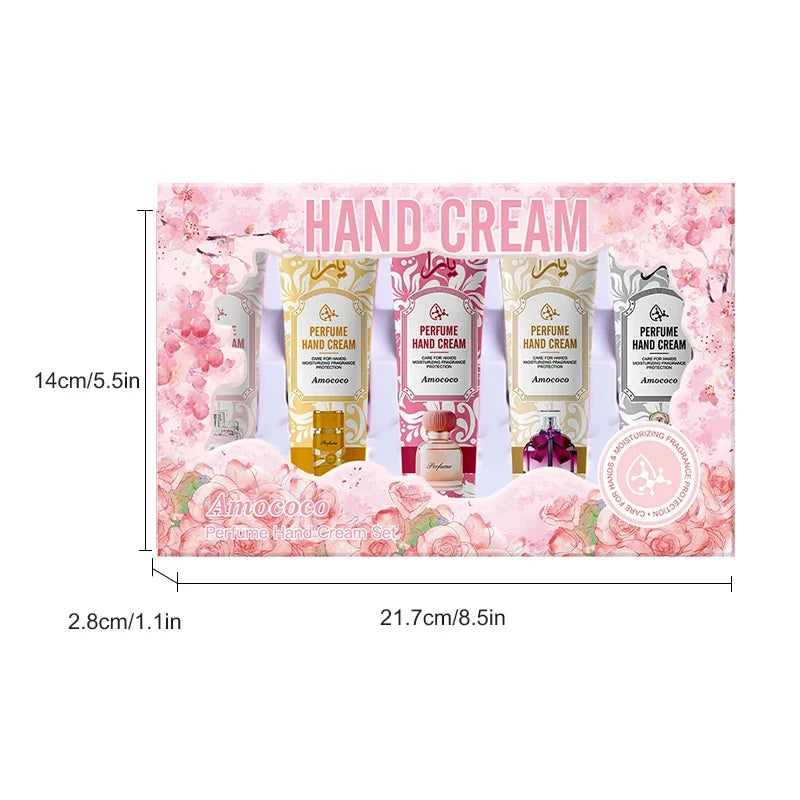 Amococo Perfume Hand Cream Set Moisturizing Hand Lotion Gift Box For Women Travel Size Hand Care Kit