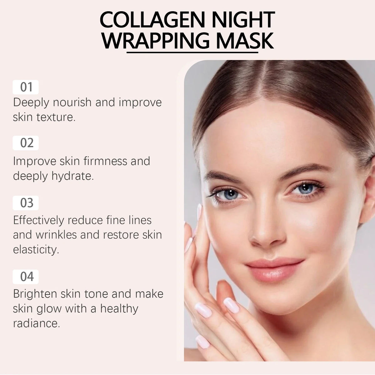 HOYGI Collagen Overnight Wrapping Peel Off Facial Mask Deeply Hydrates Night Care Mask Cream Moisturize Deep Pore Cleansing Mask