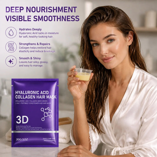 3D Hair Mask For 2in1 Hyaluronic Acid Collagen Conditioner Deep Moisturizing Anti Frizz Repair Dry Damaged Hair Soft Hair Cream