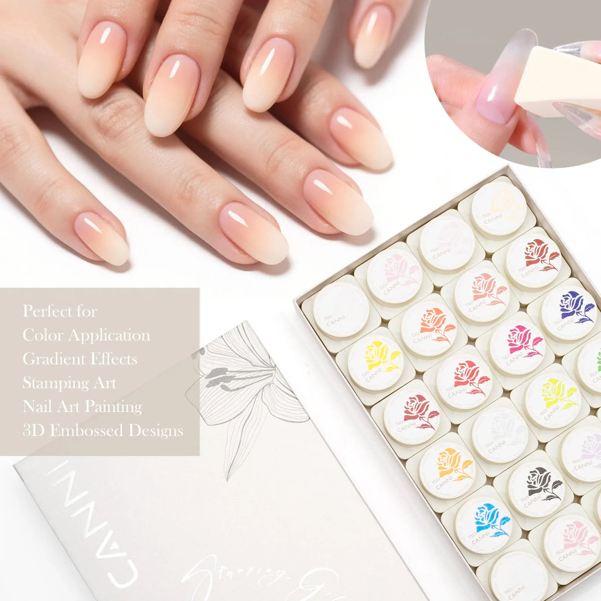 CANNI Stamping Gel Kit Gradient Nail Design Creamy Painting Gel Fast Transfer Nail Drawing Easy Used French Nail New Learner Set