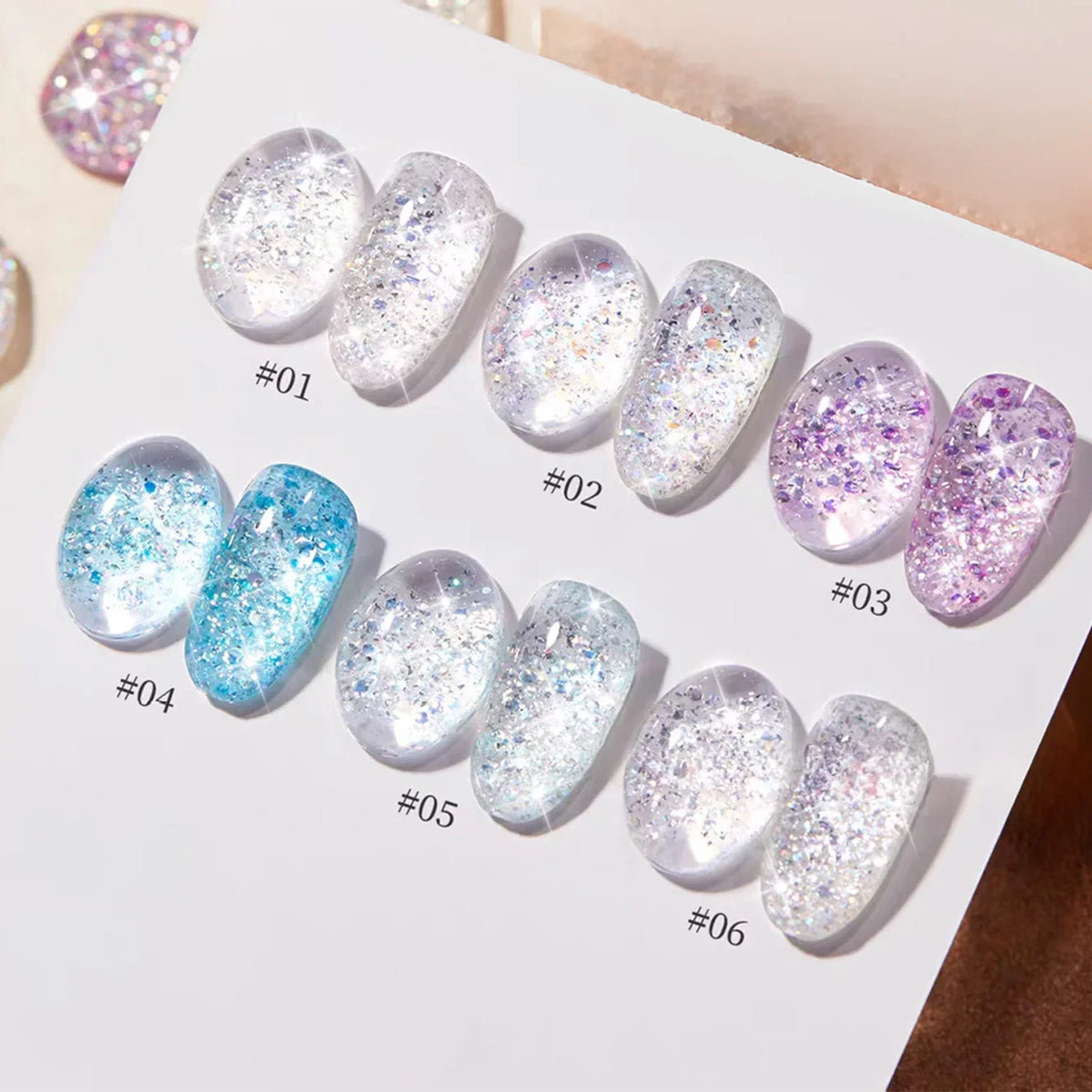 1-12pcs WS Summer Autumn Nails Flashing Reflective Disco Pink Blue White Broken Diamond Gel Nail Polish Nail Art Nail Supplies