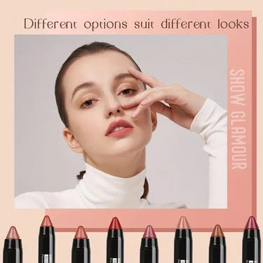 8-color matte moisturizing lipstick crayons are durable, waterproof, smooth, sun-proof, and full of effect, professional makeup.