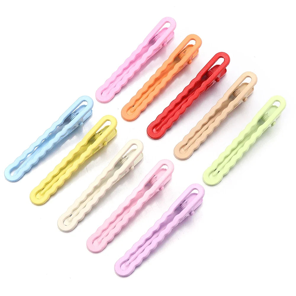 50pcs 6cm Candy Colored Hair Clips Women Girls Metal Hairpins Hollow Bangs Side Clip for Makeup Hair Styling Hairgrip Wholesale