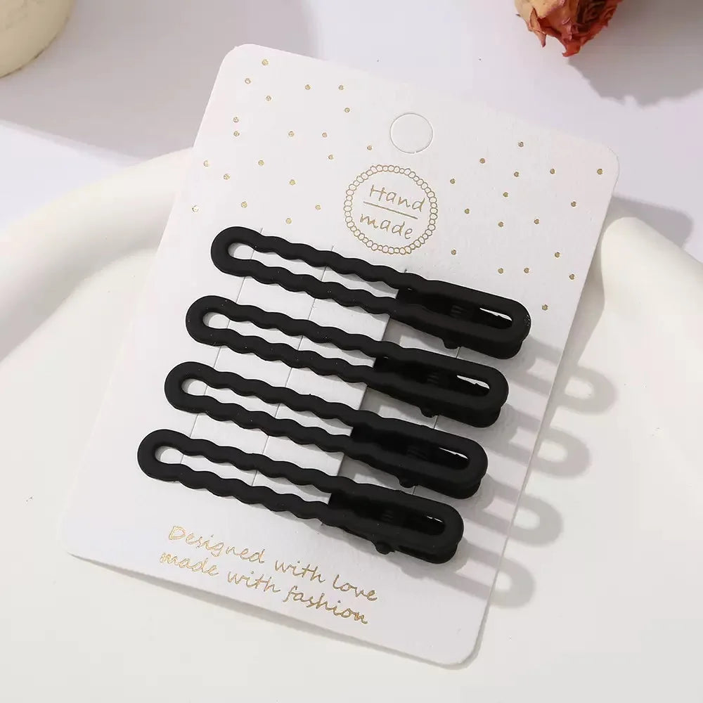 4Pcs Elegant Black Frosted Hair Clips Chic Fashionable Trendy Unisex Hair Accessories for Women Daily Party Occasion Styling