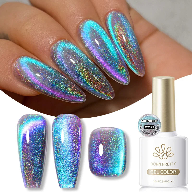 BORN PRETTY Gold Pink Cat Magnetic Gel Polish 10ml Water Light Spaking Glitter  Soak Off UV Semi Permanent Varnish Manicure
