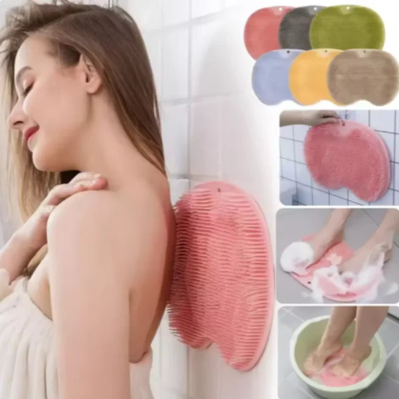 1/5pcs Silicone Wash The Foot Brush Bath Massage Mat Shower Back Brush Wall Mounted Foot Wash Mat with Suction Cup