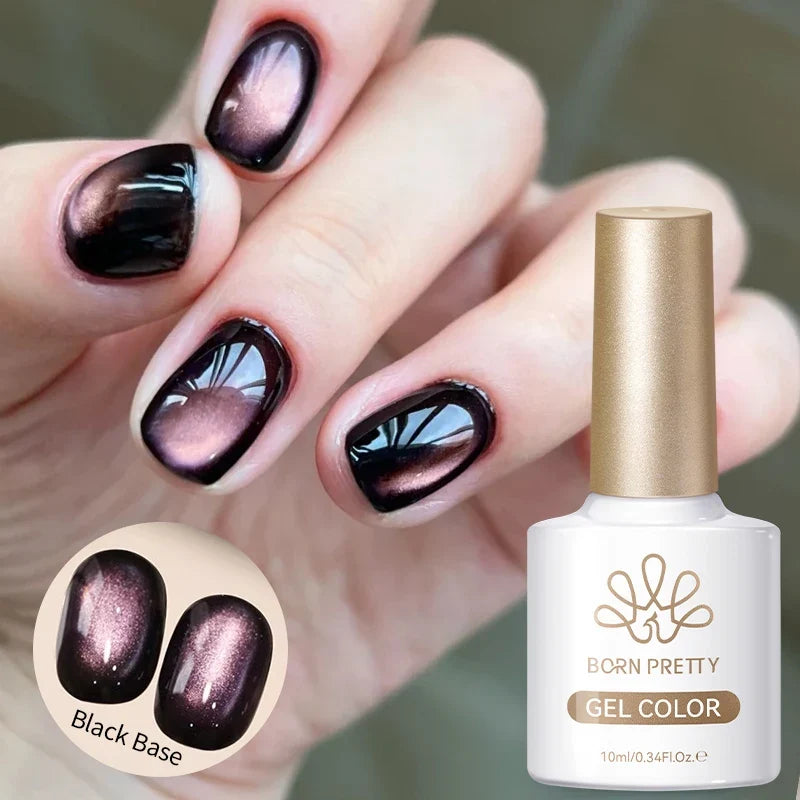 BORN PRETTY Gold Pink Cat Magnetic Gel Polish 10ml Water Light Spaking Glitter  Soak Off UV Semi Permanent Varnish Manicure