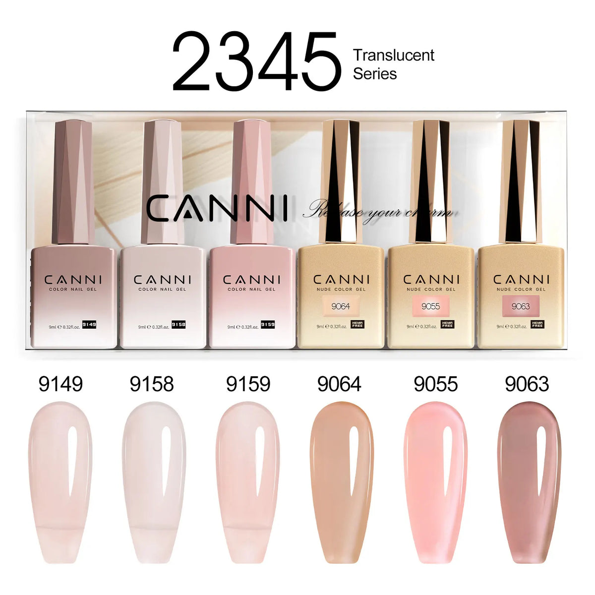 9ml*6pcs CANNI Nail Gel Polish Set TPO FREE Jelly Nude Pink Rubber Base Reinforce UV Construction Gel Soak off UV LED Gel Kit
