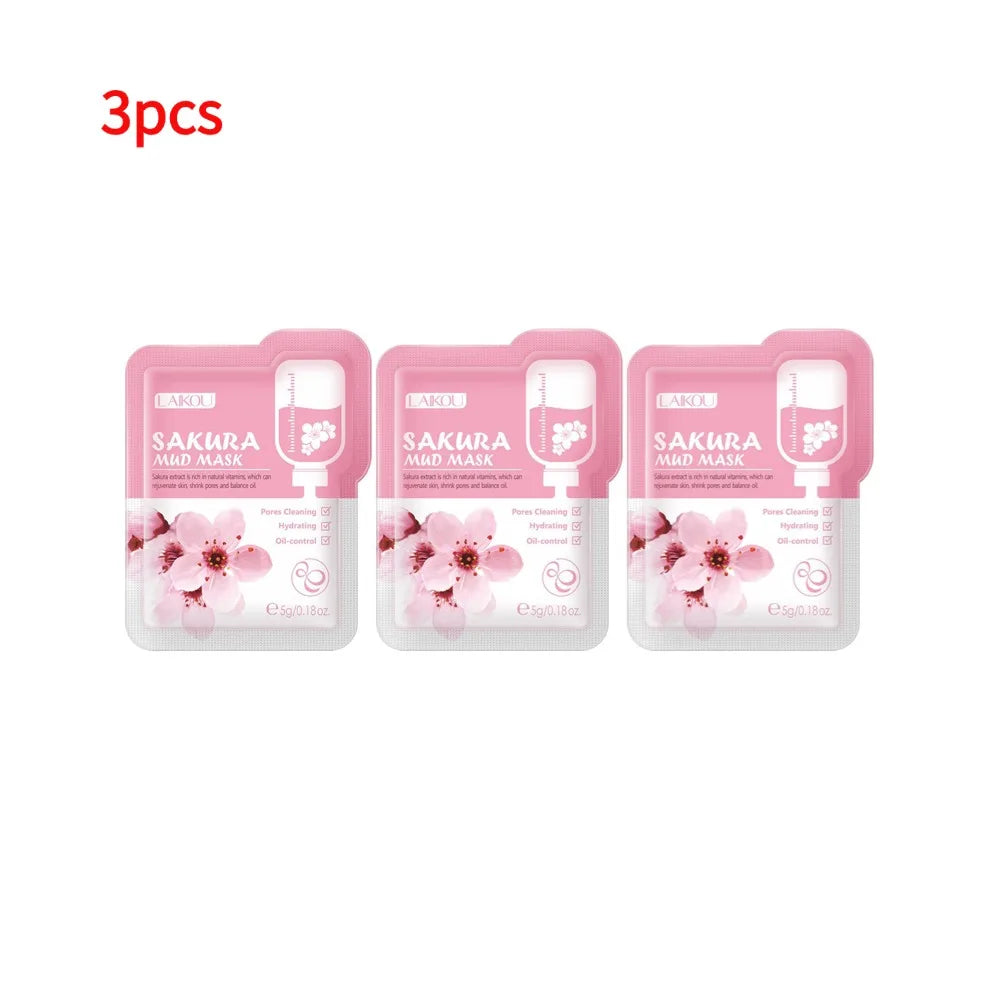 Japan Sakura Mud Face Mask Deep Cleansing Remove Blackheads Oil-Control Clay Mask Moisturizing Deep Cleansing Facial Skin Care