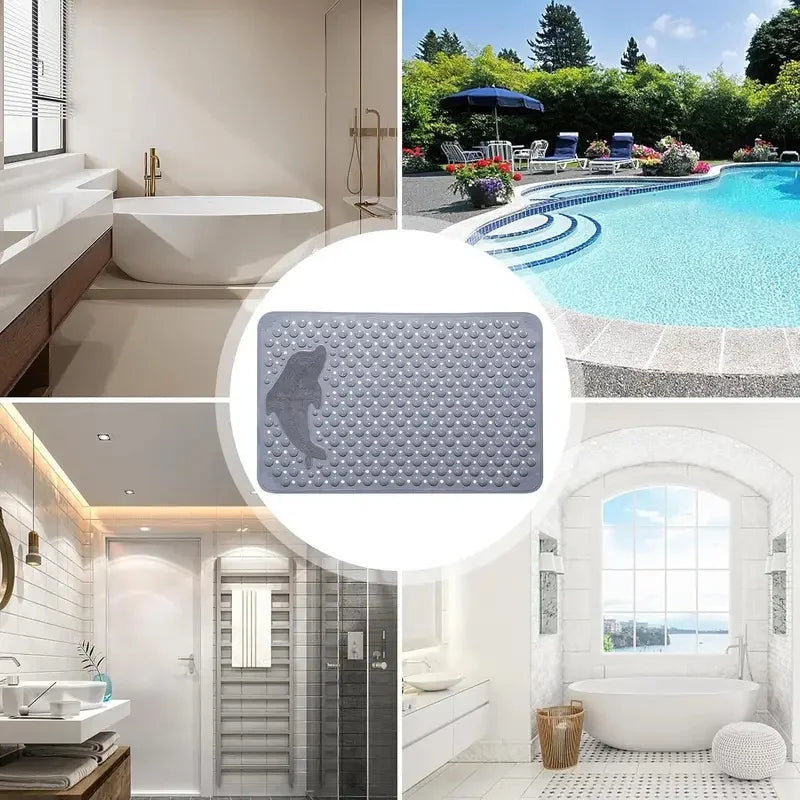 1pc Dolphin Pattern PVC Non-Slip Bath Mat 35*70cm, Massage Safe Foot Rug For Bathroom Bathtub