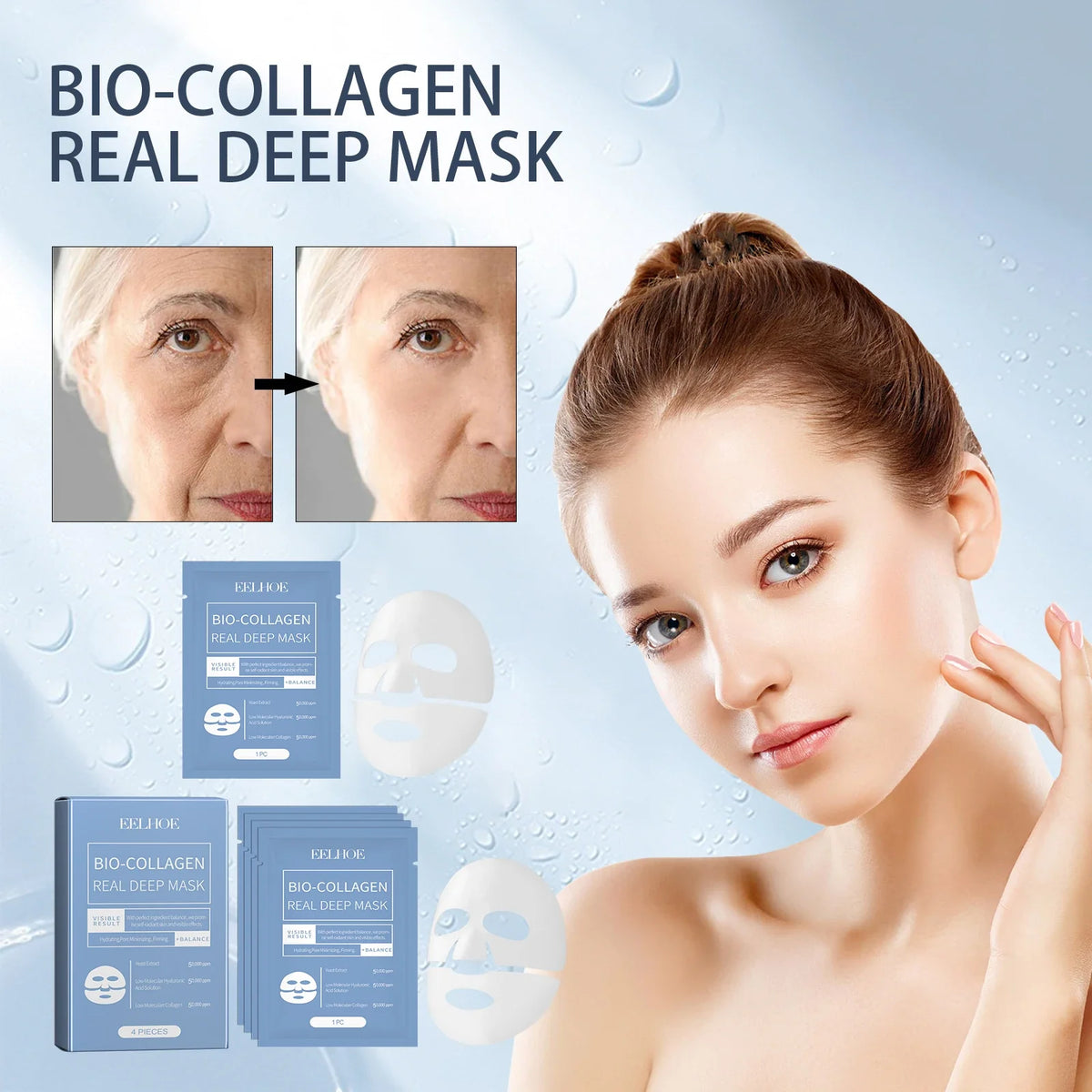 Bio Collagen Face Mask Lift Firm Skin Anti Aging Fade Face Fine Line Repair Barrier Shrink Pores Hydrating Brightening Face Skin