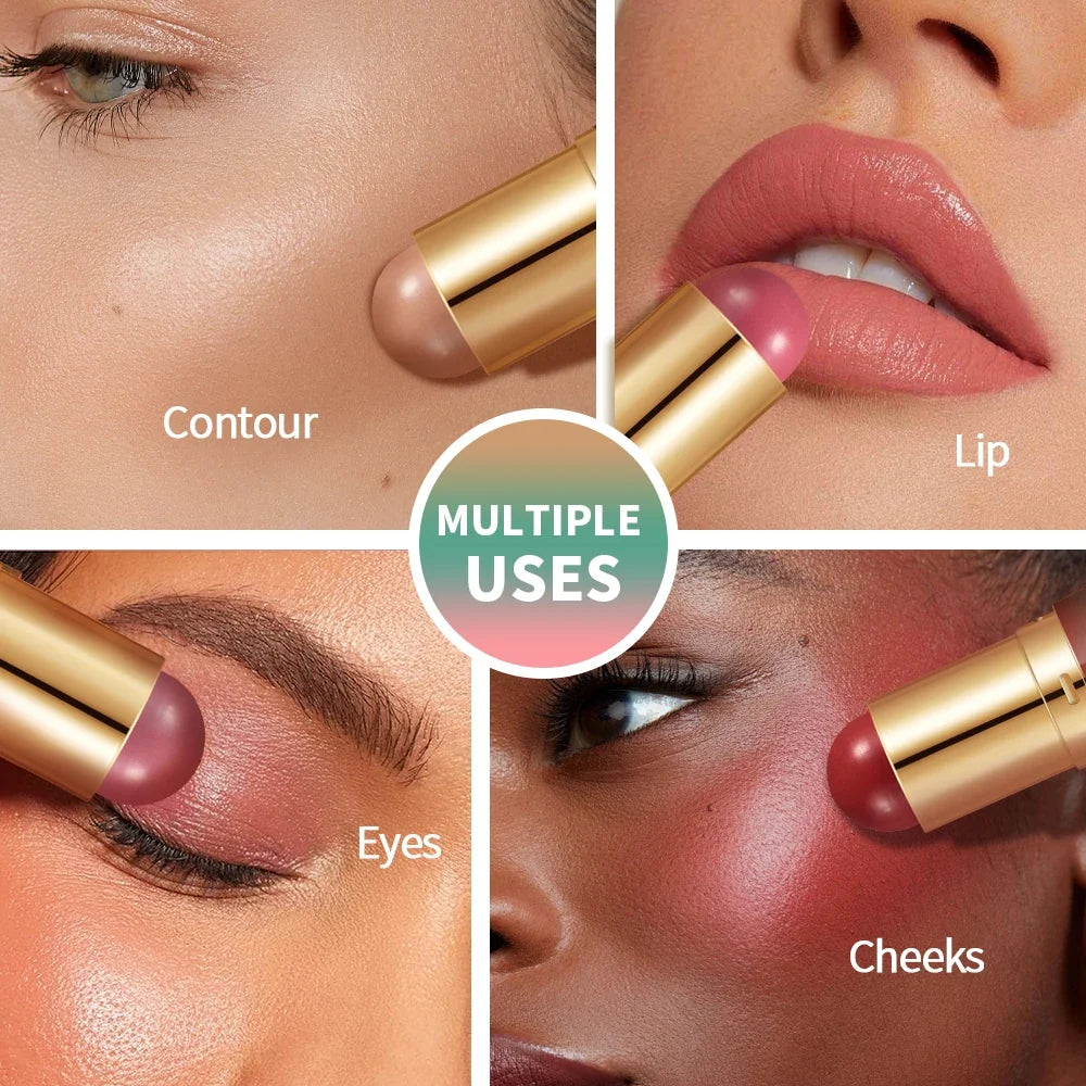 Butter Glow & Go Multiuse Stick Double-Headed Bronzer Blush Stick for Cheeks Contours Light Glossy Bronze&Pink Blusher Cosmetics