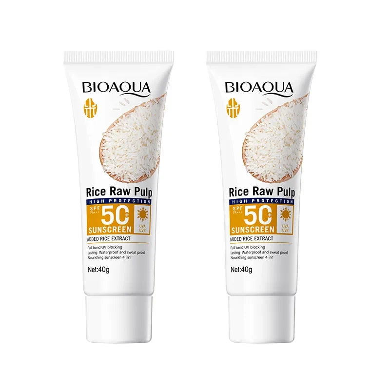 BIOAOUA Rice Puree Sunscreen SPF50+-PA+++ Isolating UV Protection, Waterproof, Suitable for Face, Neck, Body Sunscreen Lotion