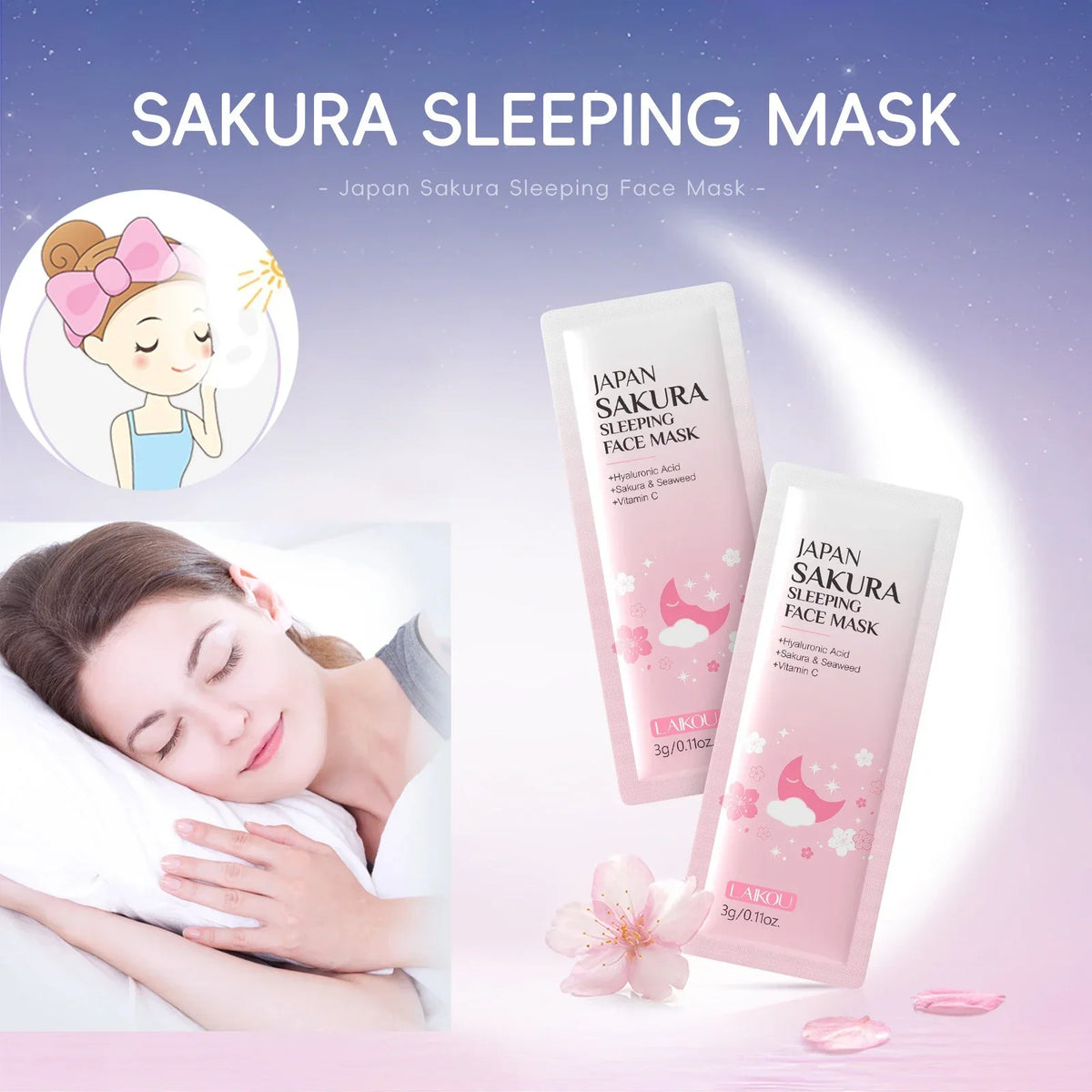 10/20 PCS LAIKOU Moisturizing Facial Mask Hydrating Sleeping Face Sheet Masks Repairing & Nourishing Night Face Mask Skin Care
